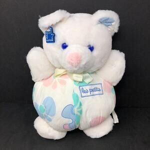 Applause Les Petits Teddy Bear Plush Pastel Bows White Blue Pink VTG Lovey